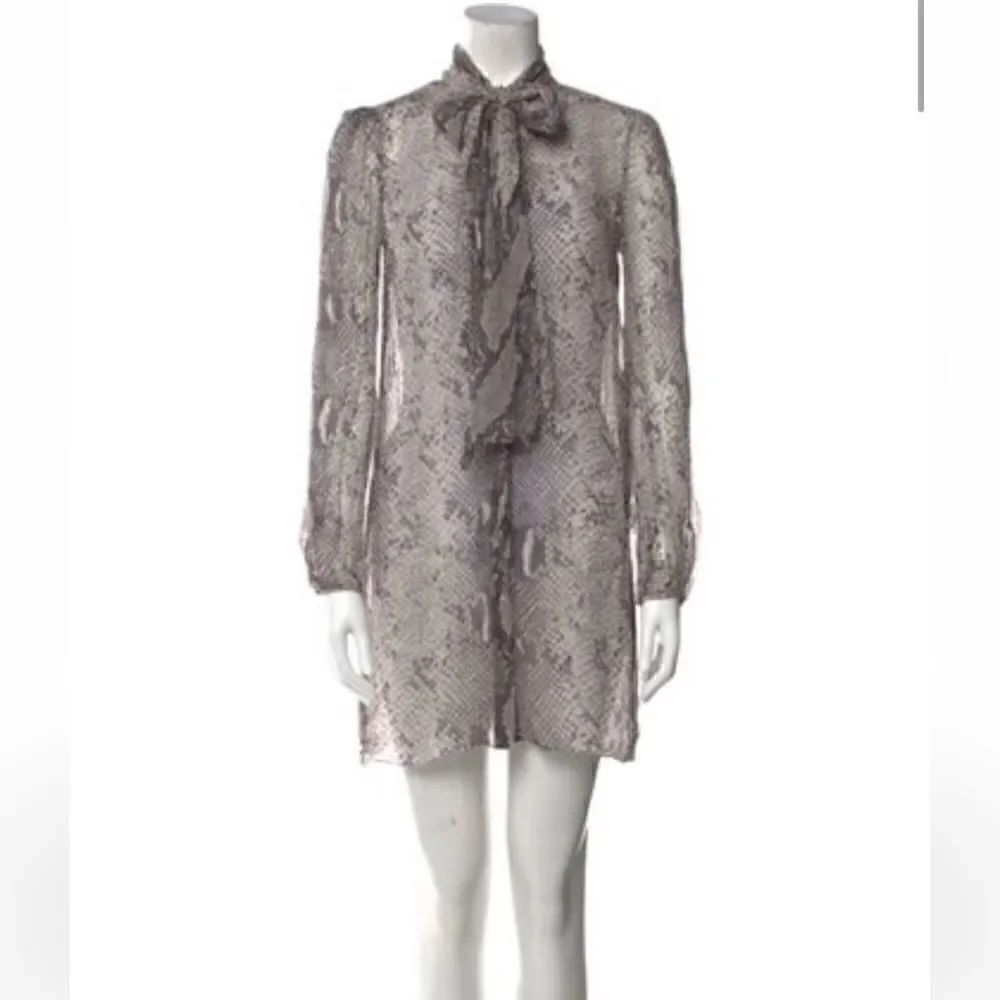 Diane Von Furstenberg Sheer Silk Animal Print Dress + Bow tie